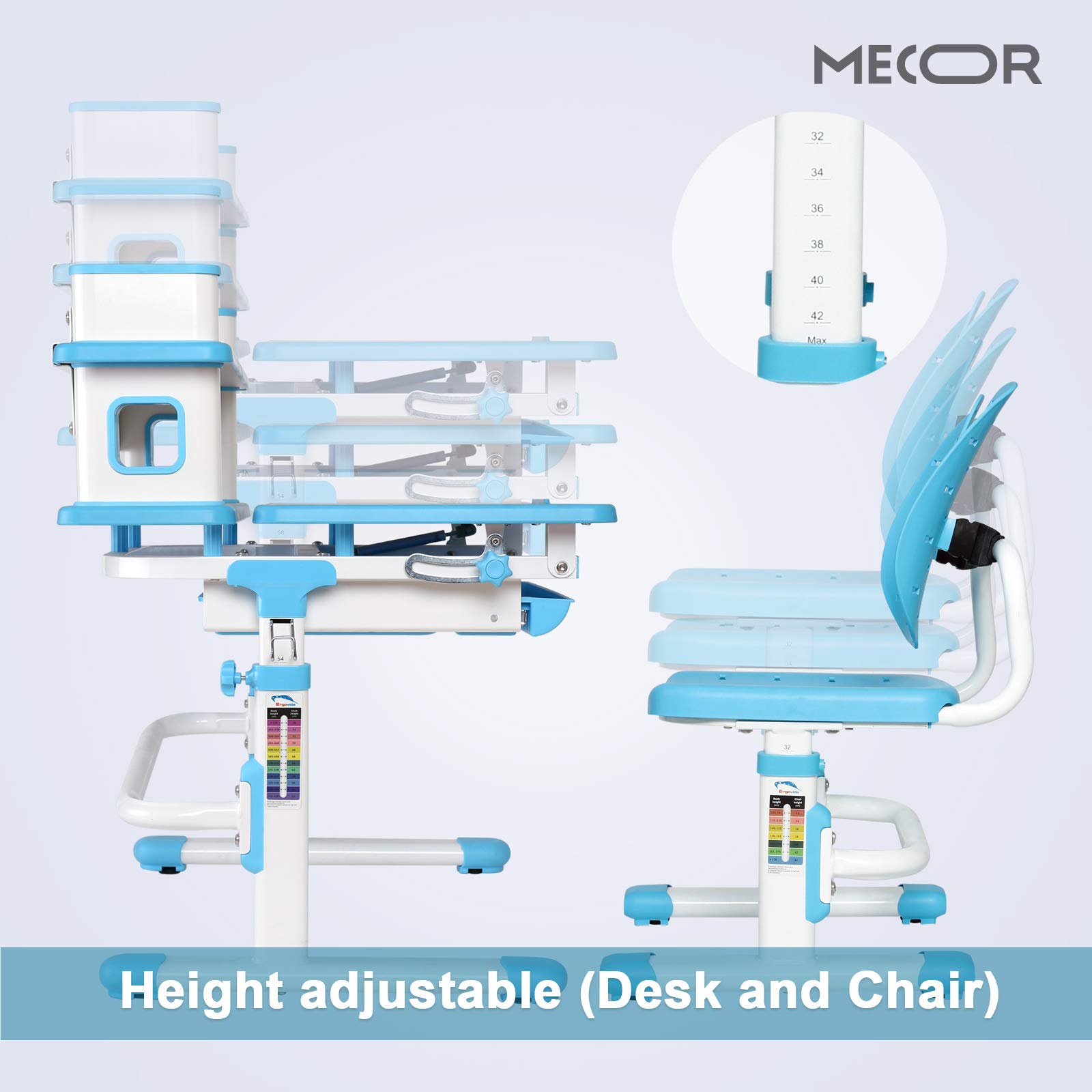 Mecor Kids Desk and Chair Sets, Height Adjustable Student Study Table