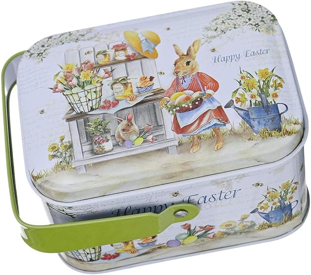 XZ Easter Biscuit Box Easter Egg Tin Box Empty Easter Box for Kids School Classroom Party Favor Supplies, Kids Easter Gifts