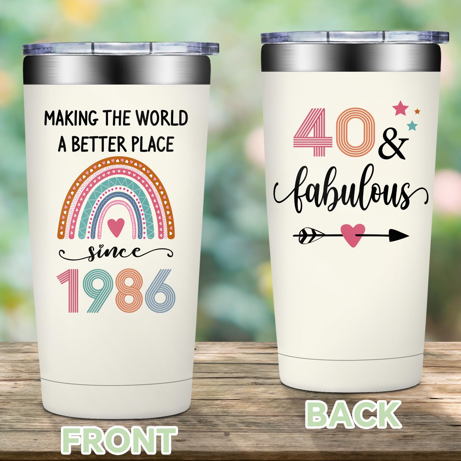 40th Birthday Gifts Women - 1986 40th Birthday Decorations for Women - Turning 40 Year Old Gifts Her - 40 Fabulous Tumbler 20 oz