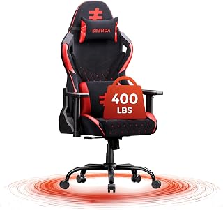 seenda GCPro-20 Ergonomischer Gaming Stuhl & Bürostuhl – BIFMA-Zertifiziert bis 181 kg, Vollmetall-Rahmen, 145° Neigung mit Fußstütze, Atmungsaktiver High-Density Schaum, Carbon Design (Schwarz/Rot)