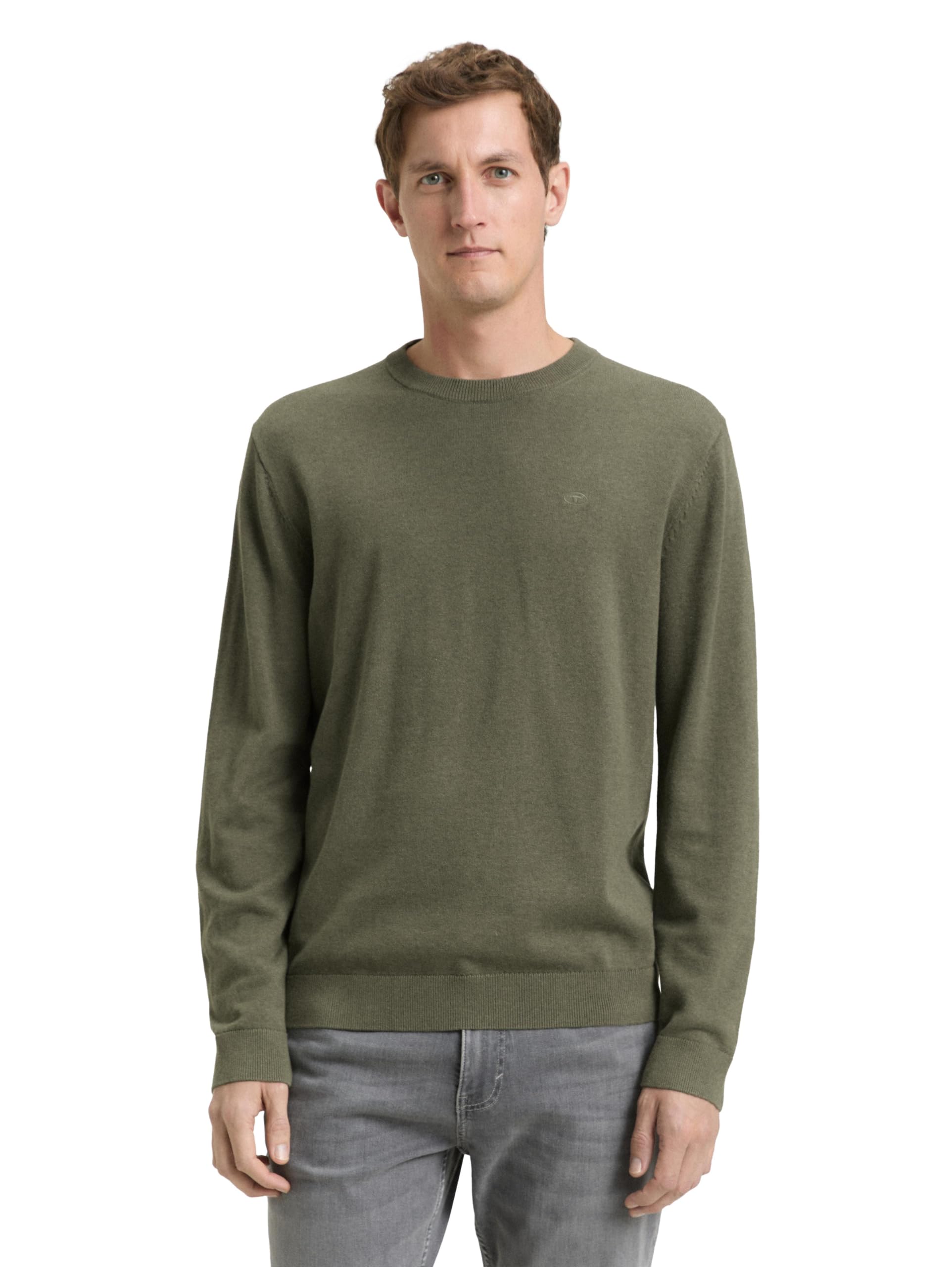 TOM TAILOR Herren Basic Strickpullover aus Baumwolle