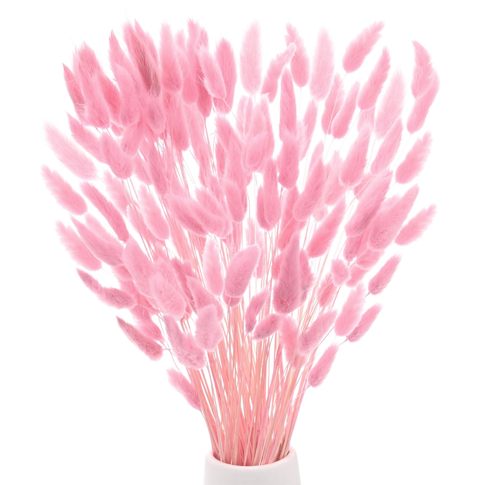 M METERXITY 180-Pack Bunny Tails Grass 17 Inch Fluffy Rabbit Tail Grass Dried Flowers Branches Vase Filler Dried Grass Decor for Home/Wedding/Vase/Office/Party [Pink]