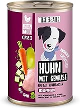 TIERLIEBHABER – Hundefutter Nass 400g Huhn mit Gemüse – Von Tierärzten entwickelt – Nassfutter Hund mit 90% Fleischanteil – Dog Food als Hundenassfutter 400g Dosen