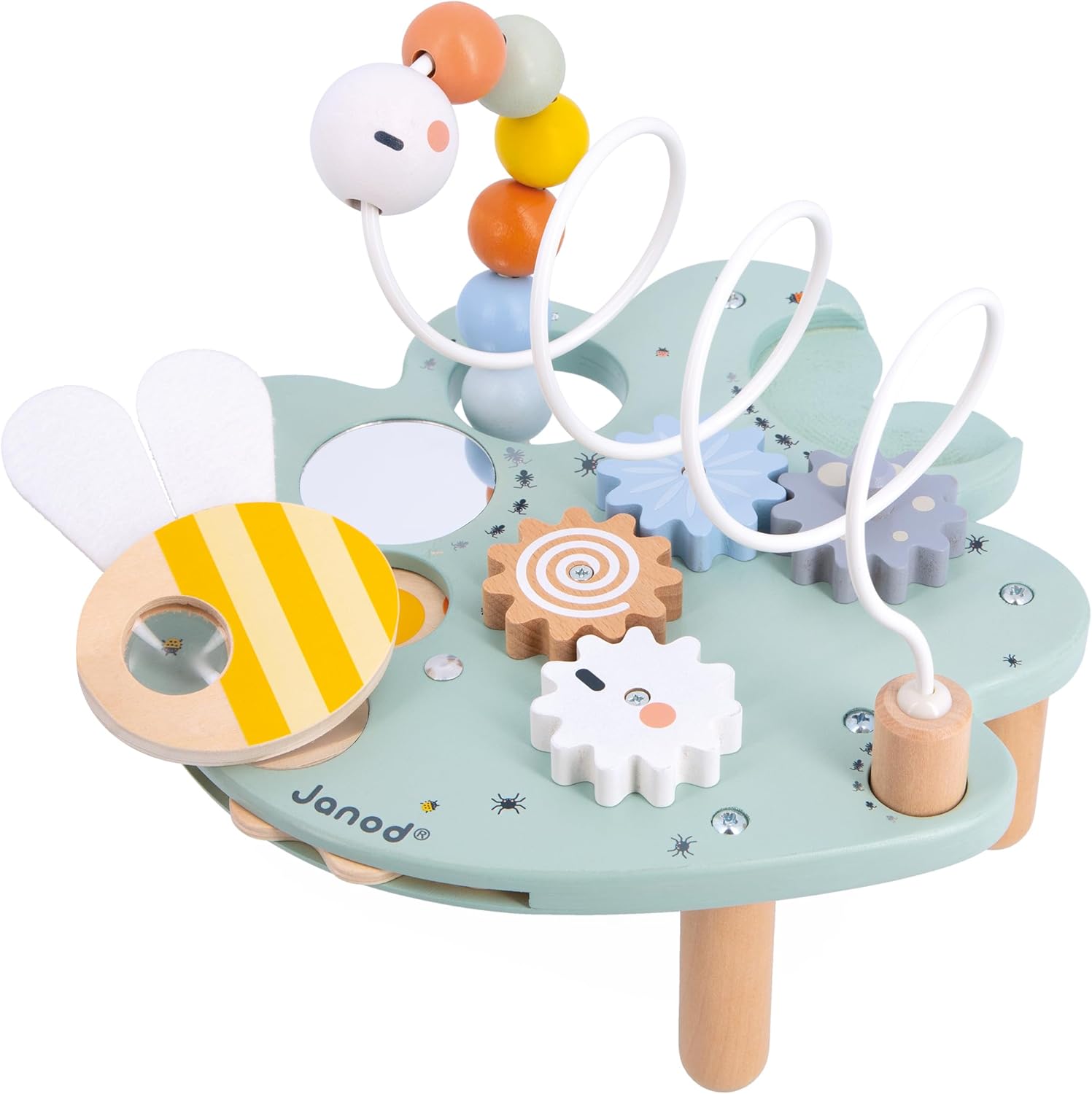 Janod Sweet Cocoon Wooden Multi-Activity Leaf Station - 12" Long - Ages 18 Months - 3 Years - J04056