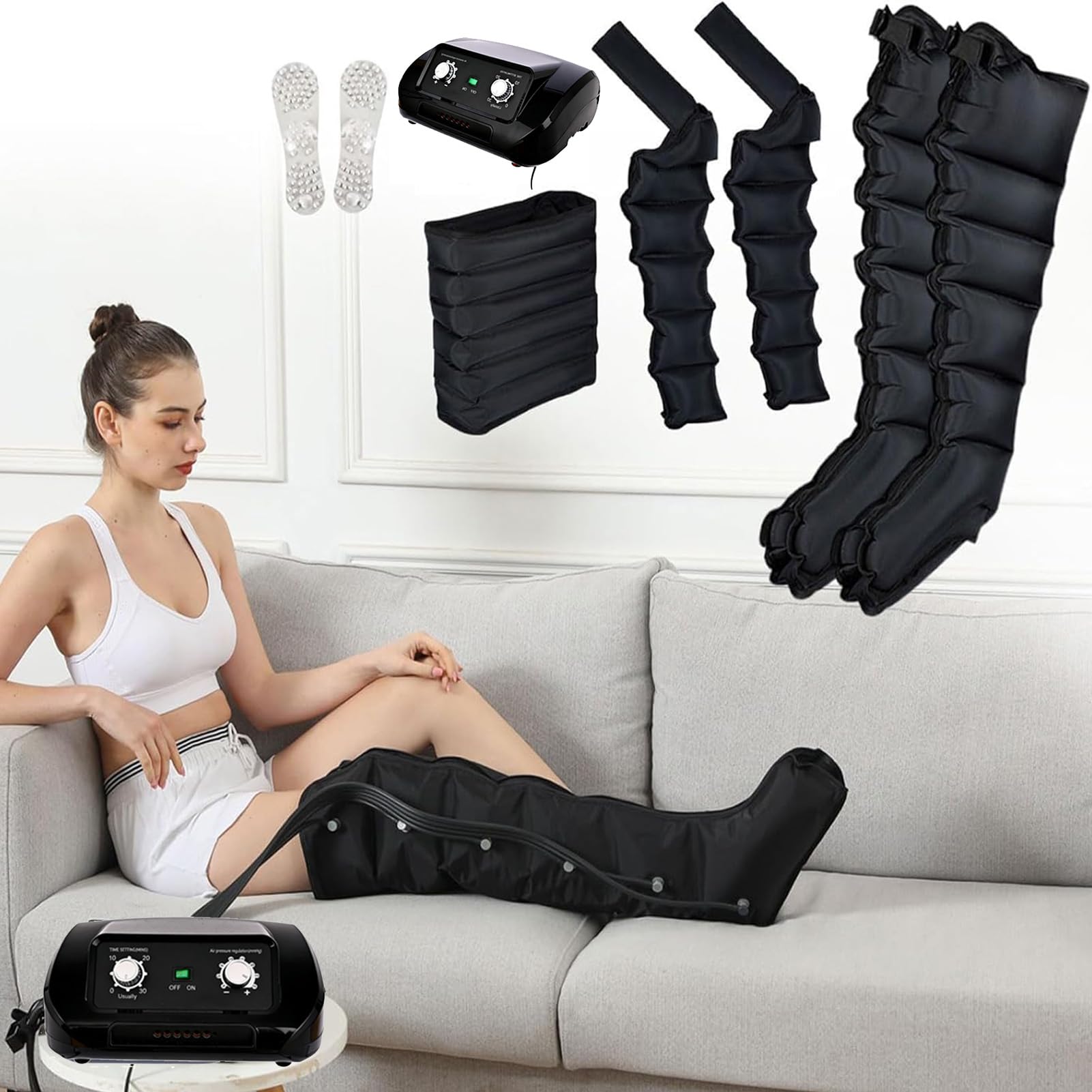 Professionelles Beinmassagegerät Zur Lymphdrainage, Lymphdrainage Gerät Beine Mit 6 Luftkammern, Einstellbarer Zeitdruck, Reduzierung Schwellungen Und Müdigkeit, Für Lipödem