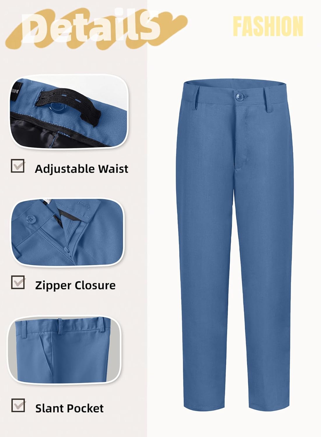 Yanlu Boy's Tuxedos Toddler Formal Suits Set Kids Blue Black Slim Fit Suit for Weddings - Image 5