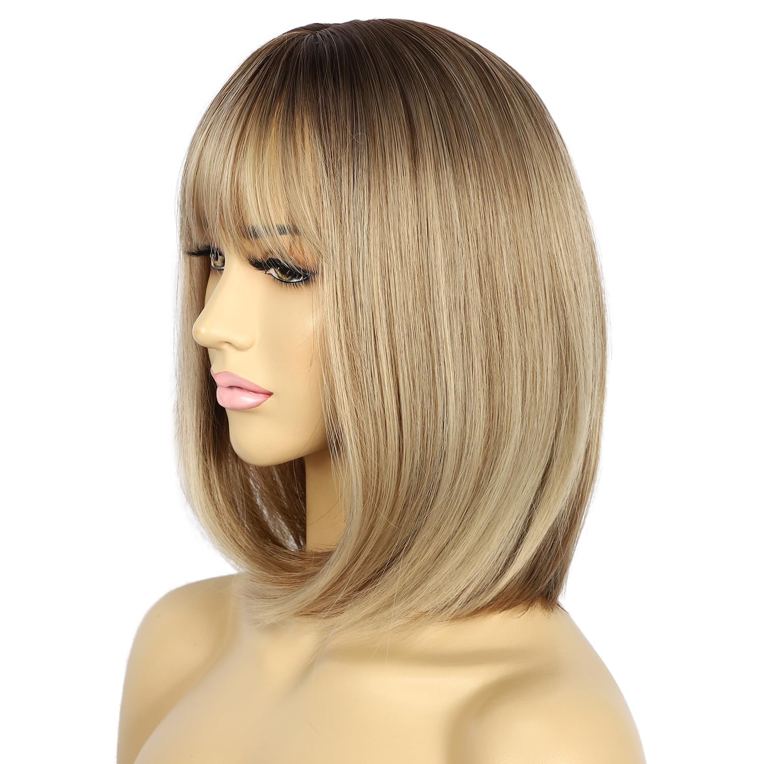 Sapphirewigs Blonde Wigs for Women Natural Blonde Bob Wig with Bangs Short Hair Daily Party Natural Looking 14 inch - Image 4