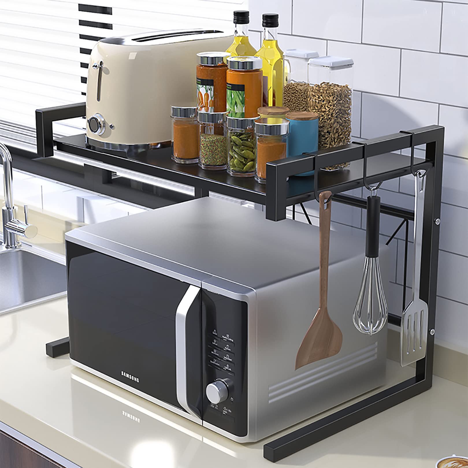 Support de rangement pour micro-ondes extensible et robuste