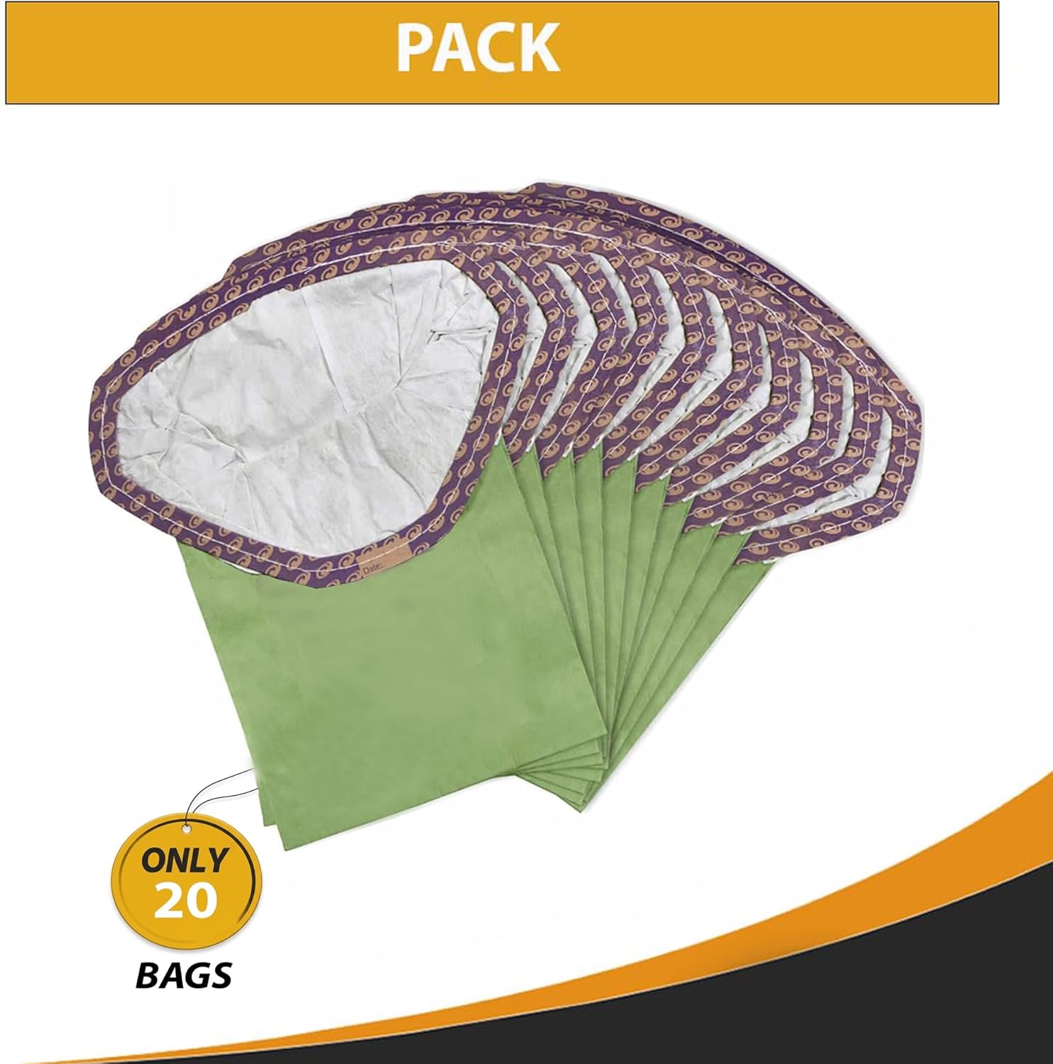 20 PACK 107314 Backpack Vacuum Bags Vacuum Filters bags Compatible For ProTeam 6 QT Backpack Vacuum, Super Coach Pro 6, ProVac FS 6, GoFit 6, GoFit 6 PLUS, and GoFree Flex Pro II