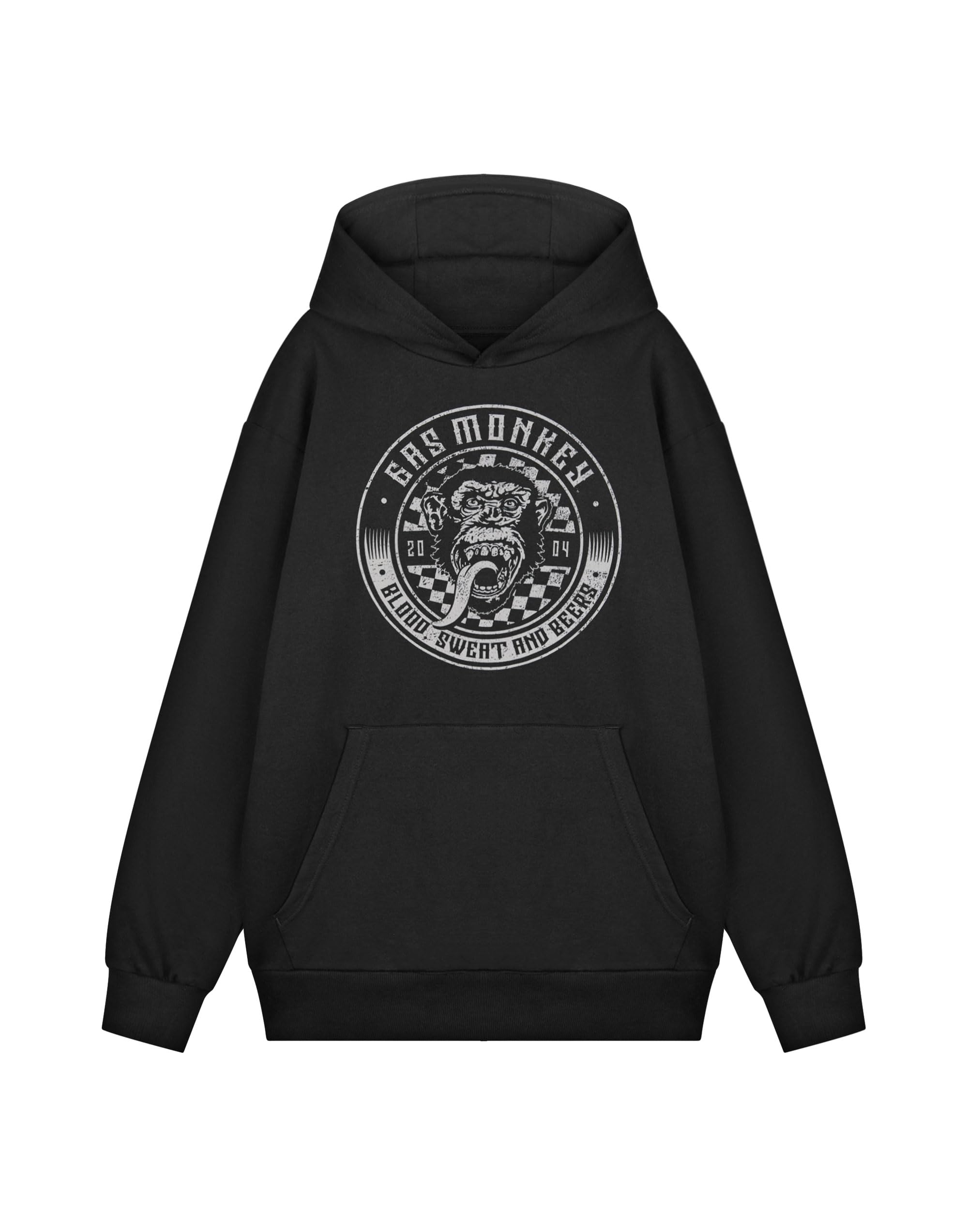 Gas Monkey Mens Hoodie | Adults Graphic Hooded Sweatshirt in Black | Distressed American Garage Pullover