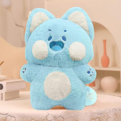 Miniatura 2 de PEACHCAT - Lindo cojín de peluche de gato kawaii para niñas y niños, color azul, 15.7 pulgadas