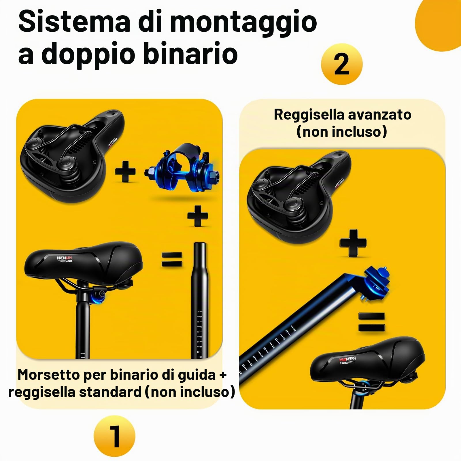 SPGOOD Sella Bici Comoda, Sella Bicicletta Morbida Memory Foam, Ergonomica Traspirante Ammortizzante Con Copertura Impermeabile Bici da Strada City MTB Corsa per Donna Uomo Bambino 25 x 21 cm