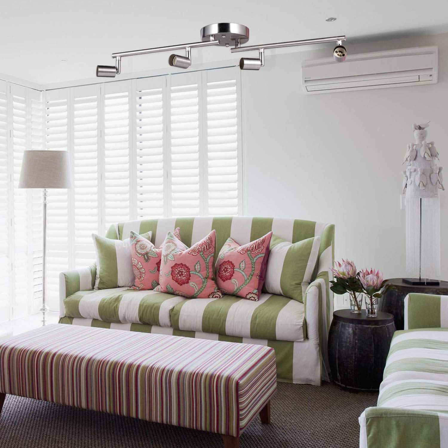 Kit de iluminación regulable ajustable de 4 luces, brazos plegables flexibles, cocina de níquel satinado, accesorio de iluminación de habitación de dormitorio, bombillas de base GU10 no incluidas 6