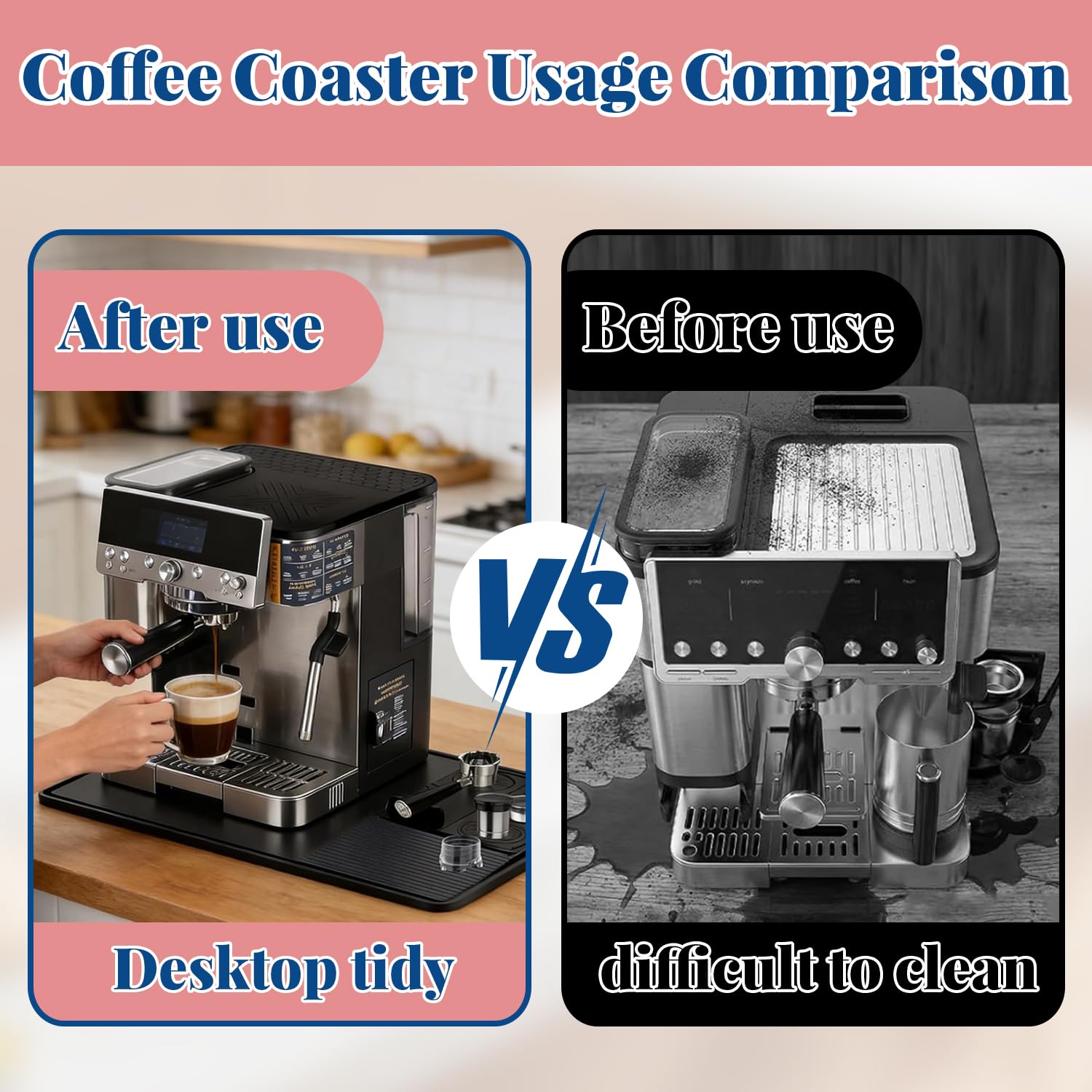 Alfombrilla de silicona para café, Silicona Tapete Cafetera, Base para cafetera, 2-en-1 Barista mat, Protector de encimera Resistente al Calor para cafeteras Ninja Luxe Cafe ES601EU/ES701EU