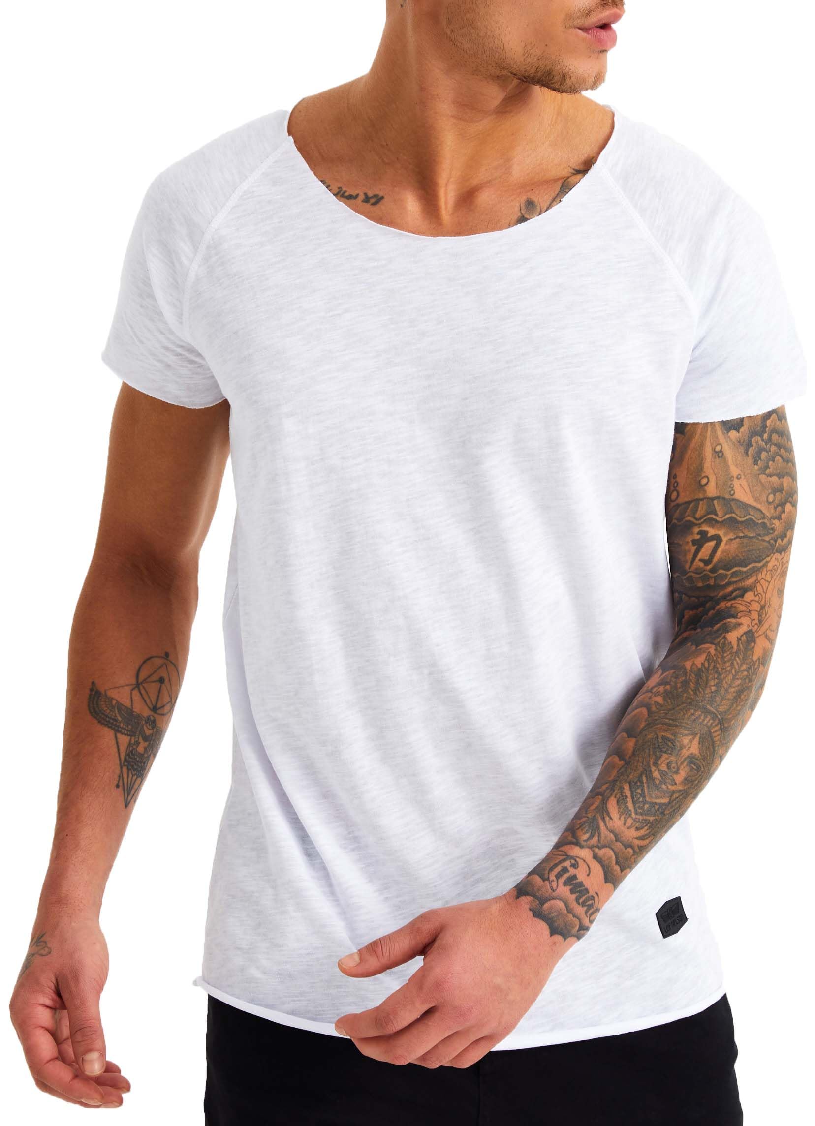 Leif Nelson T-Shirt Men's Summer Deep Crew Neck Regular Fit Men's T-Shirt 100% Cotton Casual Basic Men's T-Shirt Short Sleeve