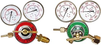 2 Piece Dual Welding Gas Gauges Oxygen (CGA-540) and Acetylene (CGA-510) Regulators Combo（Two-piece suit ）