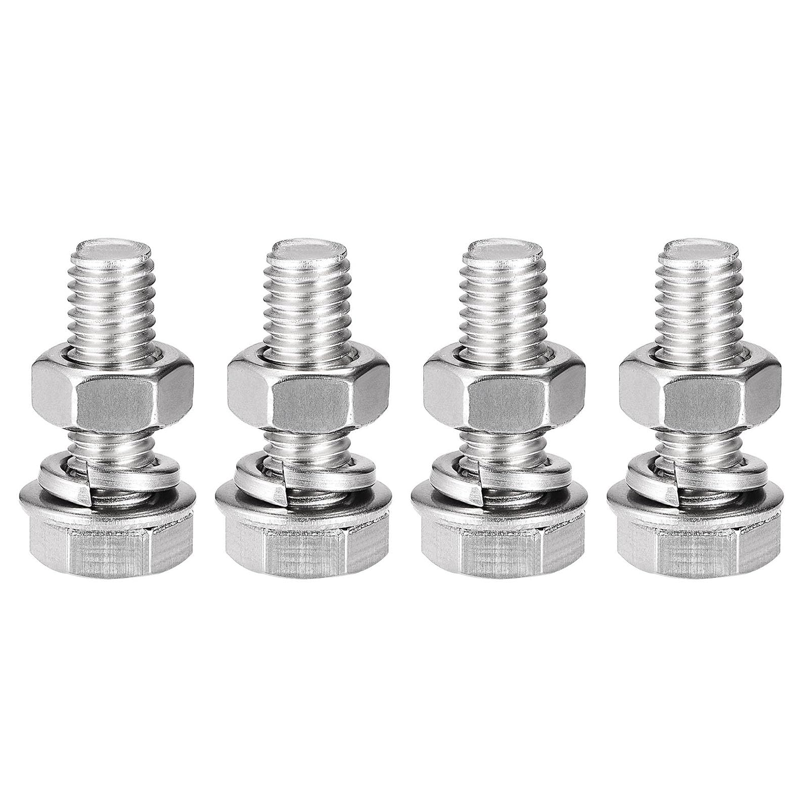TOP-VIGOR 4Pcs M8 x 25mm Hex Head Screws Bolts, Nuts, Flat & Lock Washers Kits