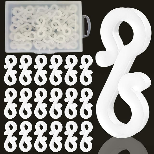 50 Pack Mini Plastic Gutter Hooks, Outdoor String Light Hanging Clips Weatherproof Plastic Hooks for Festival Decoration Reusable Christmas Lights Clips (White)