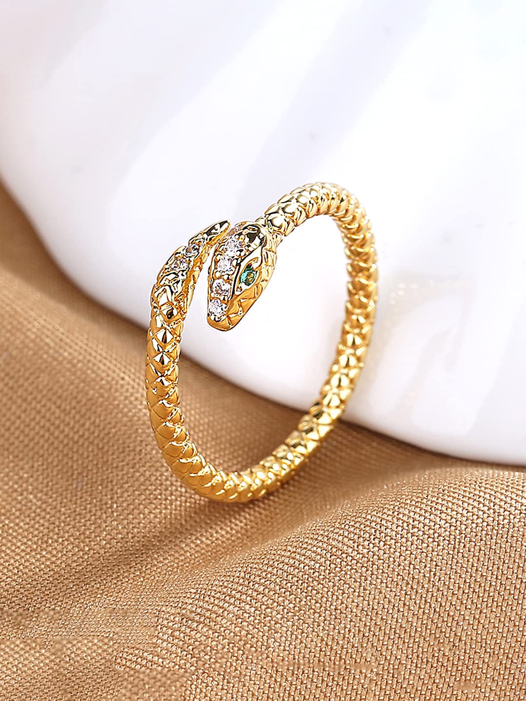 Snake Shaped Plated Ring, Gift for Her