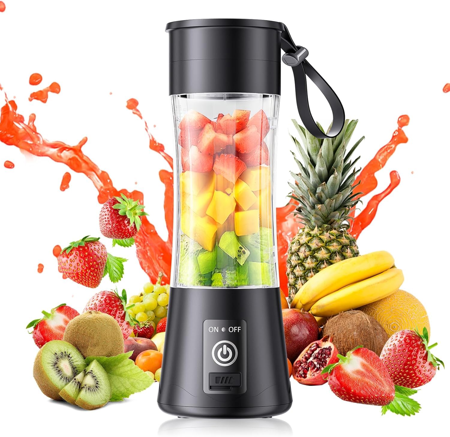 Cordless Mini Blender Make Smoothies &amp; Shakes - Portable Blender with 380ML BPA-Free Travel Cup, USB Rechargeable, Easy to Clean, Suit in Gym/Office