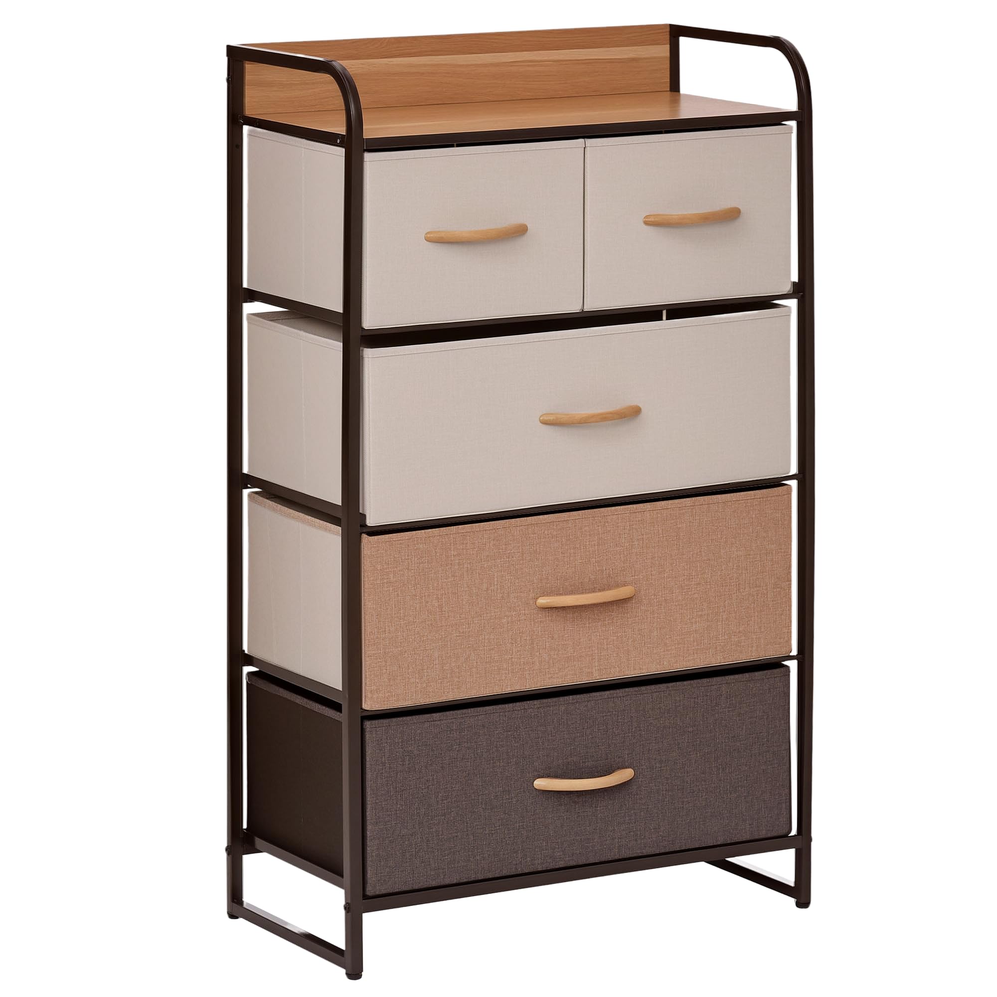 Homcom 5 Drawer Linen Fabric Dresser Steel Frame Multi-Colored