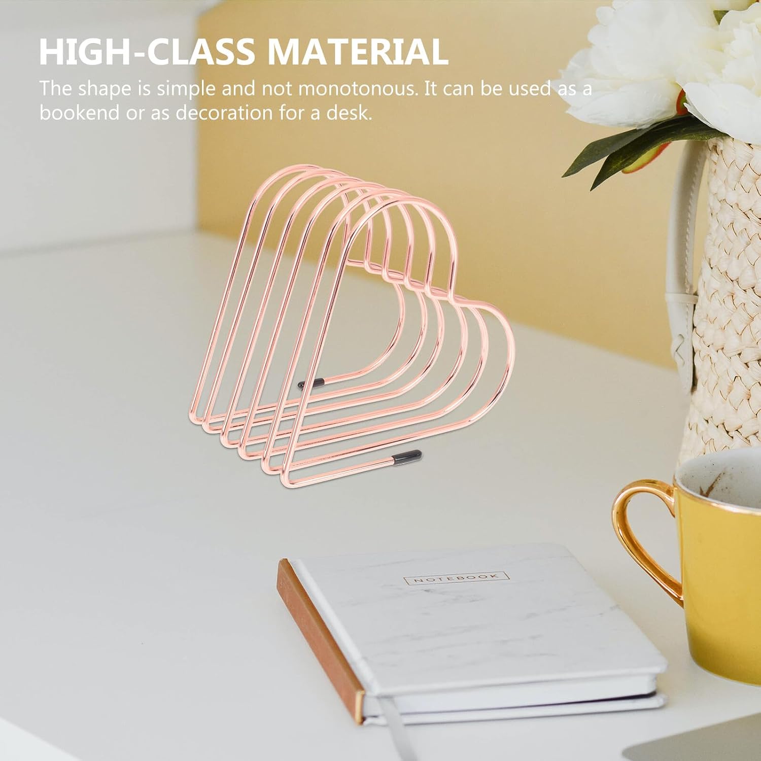 Heart Shaped Metal Bookend for Shelf Organization and Decoration image 3