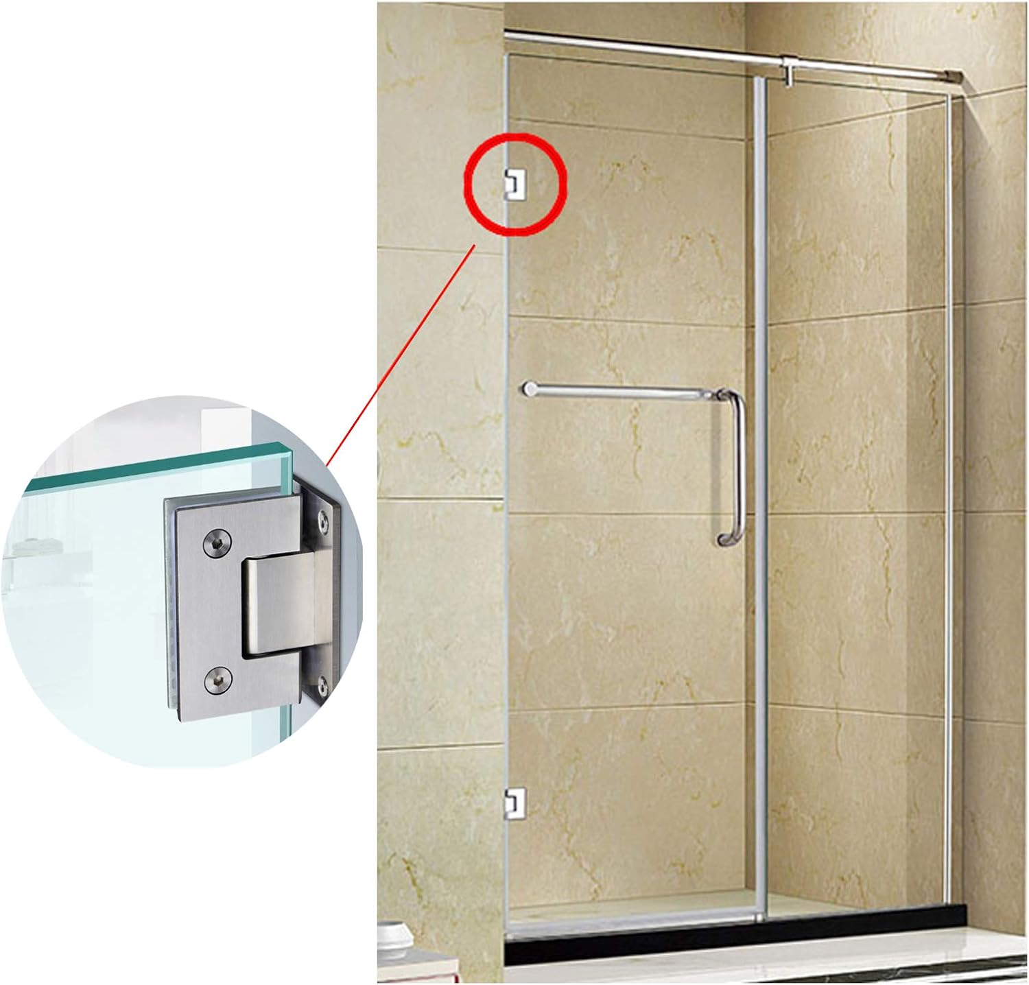 2PACK 90 Degree Shower Door Hinges, Heavy Duty Frameless Glass Door Hinges Stainless Steel Bathroom Gate Clamp for 8-12 mm Toughened Glass, Rust & Corrosion Resistance