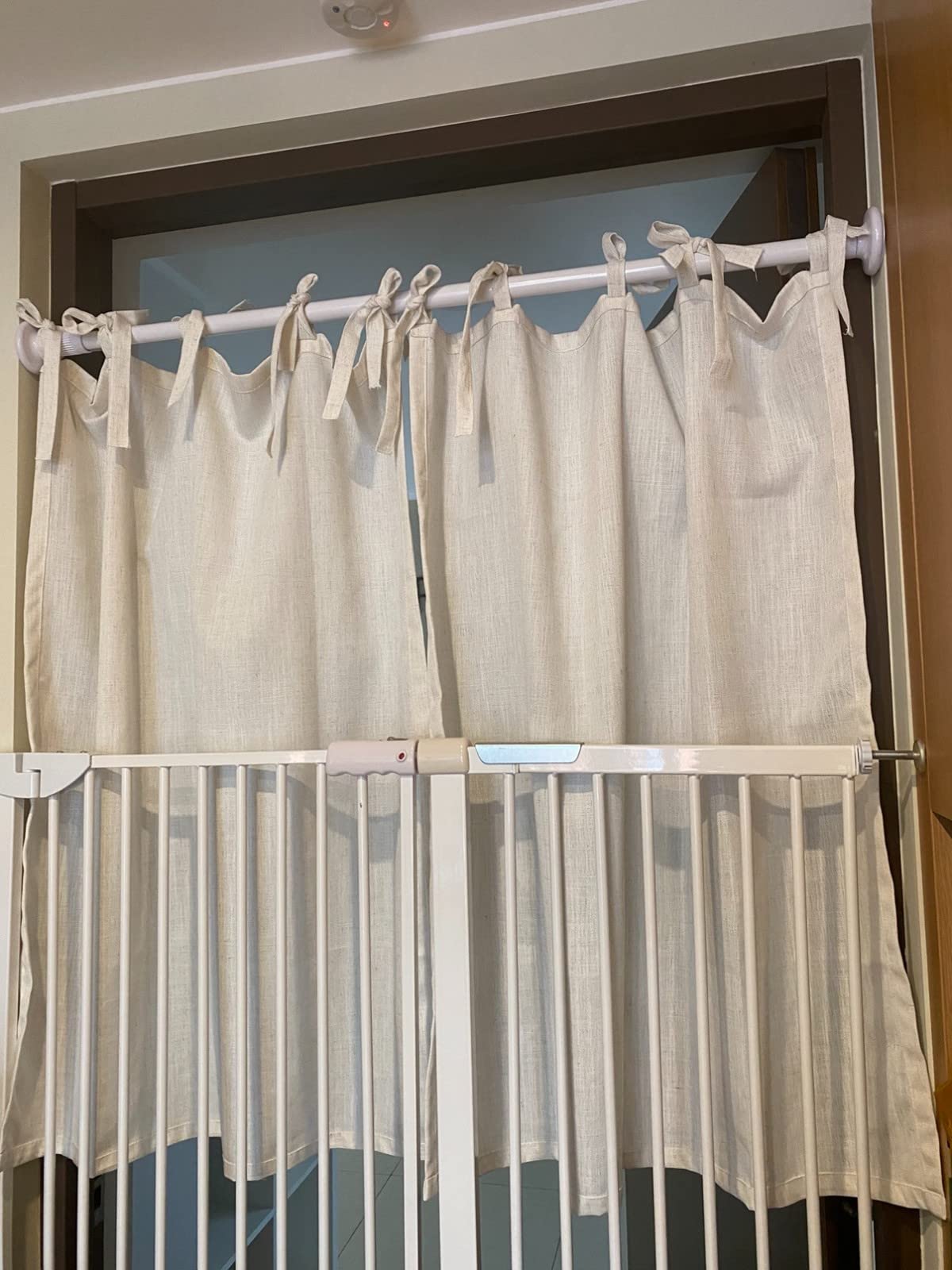 A.Monamour Tenda Corta per Finestra Piccola Rustico Beige Lino Opaco Tendina Tenda da Cucina Bistrot Caffè Mezza Tenda Mantovana Tenda a Vetro Tenda a Pannello Tenda Porta Armadio
