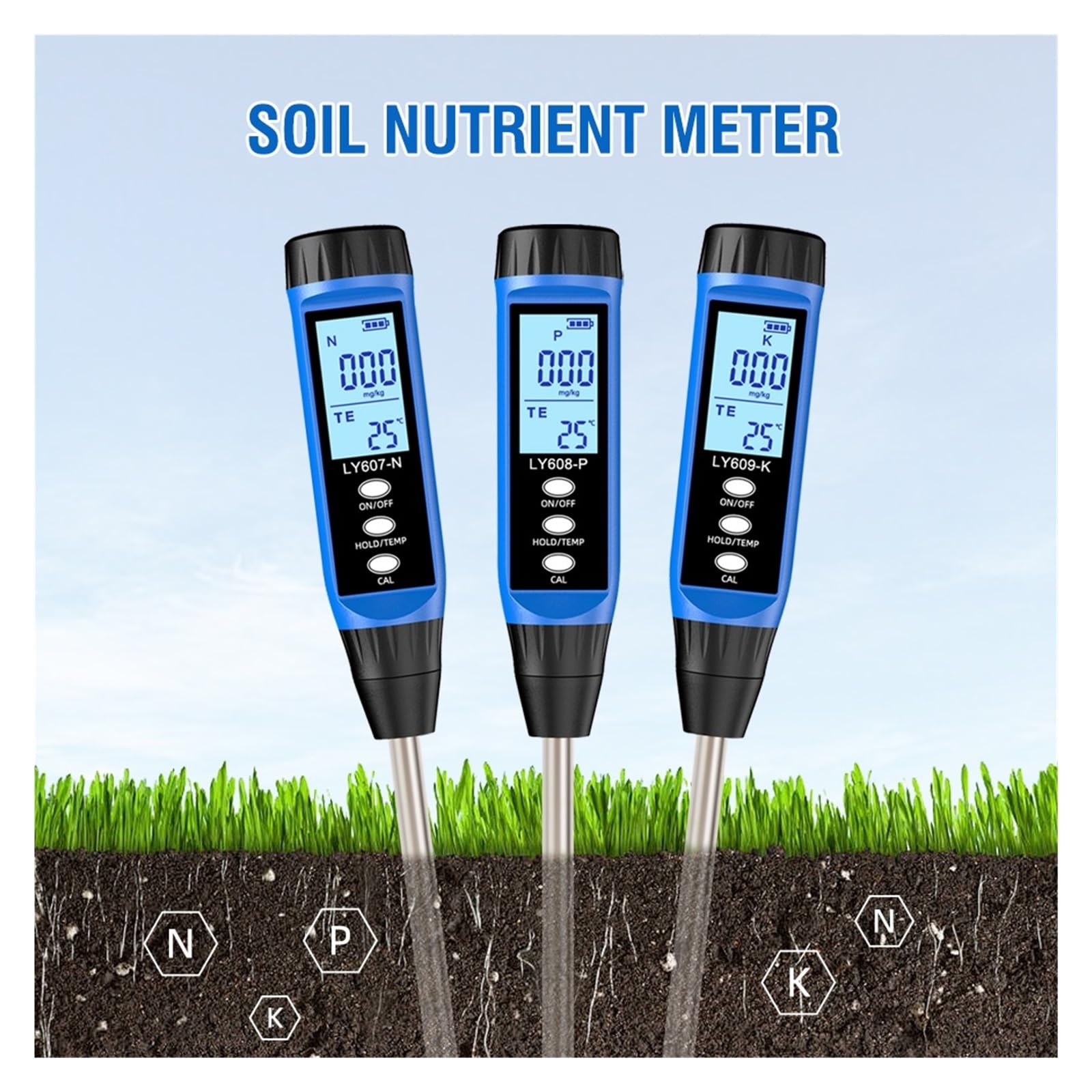 Analizador profesional de nitrógeno y potasio del suelo, medidor fósforo, analizador fertilidad Agricultura y actividades al aire libre(K Tester)