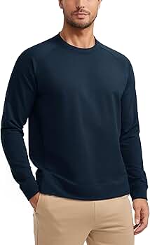 CRZ YOGA Mens Crewneck Sweatshirts French Terry Athletic Workout