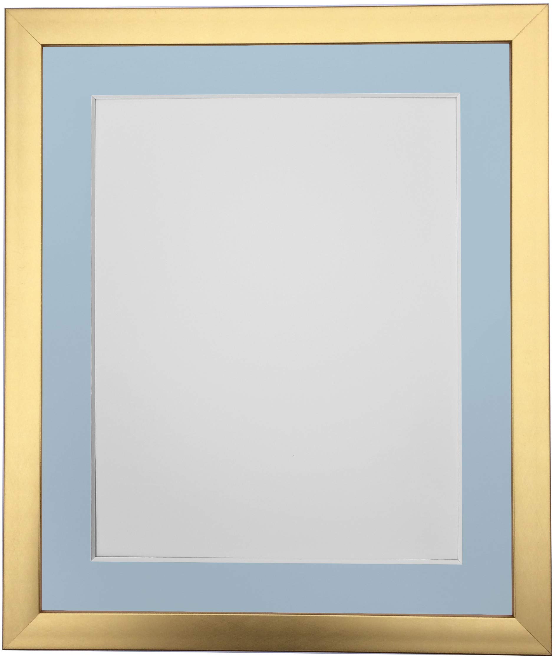 FRAMES BY POST 0.75 Inch Gold Picture Photo Frame With Blue Mount 20 X16 Image Size A3 Plastic Glass โ image 1
