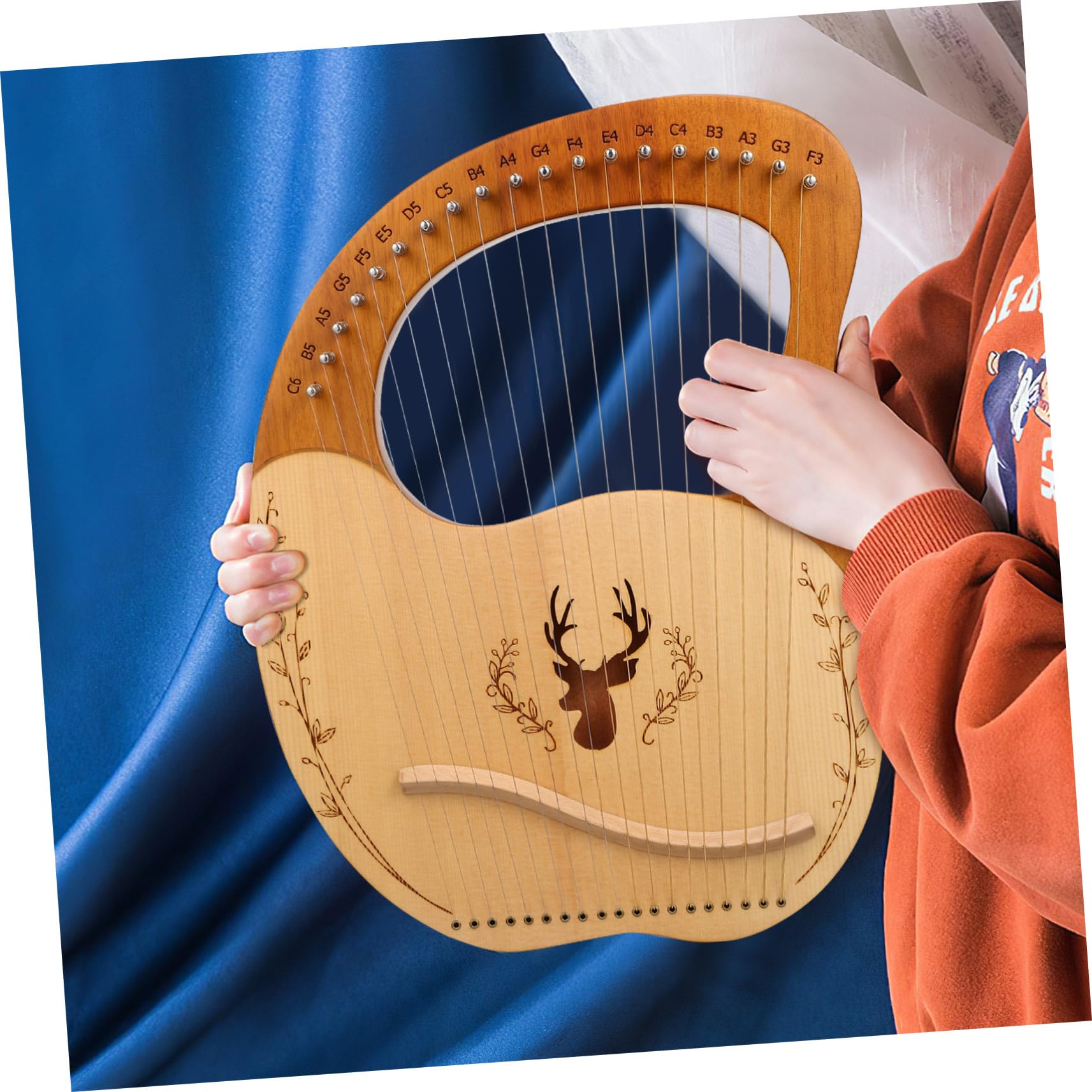ifundom Set di Lira Musicale con 19 Corde in Legno, Chiave di Accordatura e Borsa per Trasporto, Suono Chiaro e Morbido per Principianti