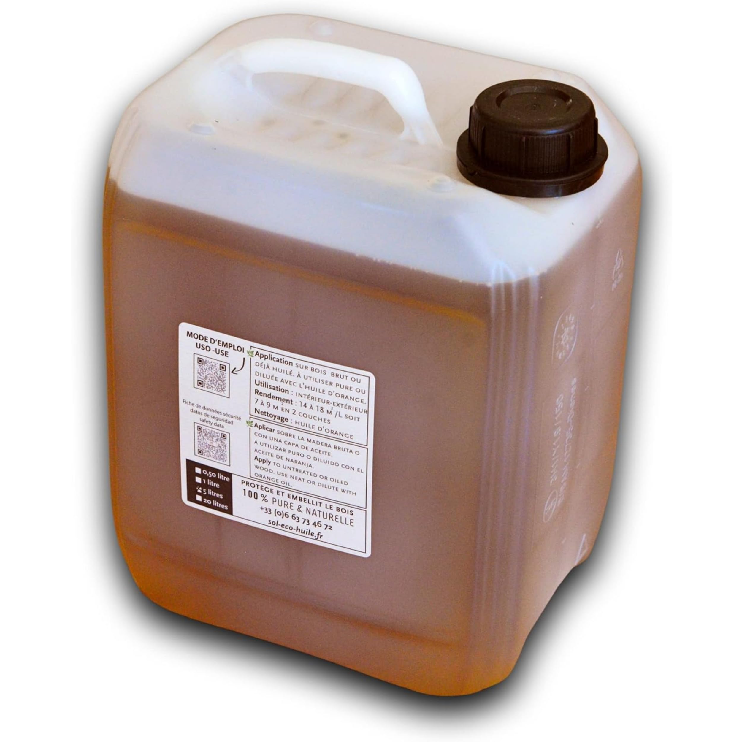 (Sol-éco) Aceite de Tung Puro – Protección y cuidado de la madera – 5L | Interior/exterior - Muebles de jardín, encimera, terraza, cocina, tablas de cortar, teca, parqué