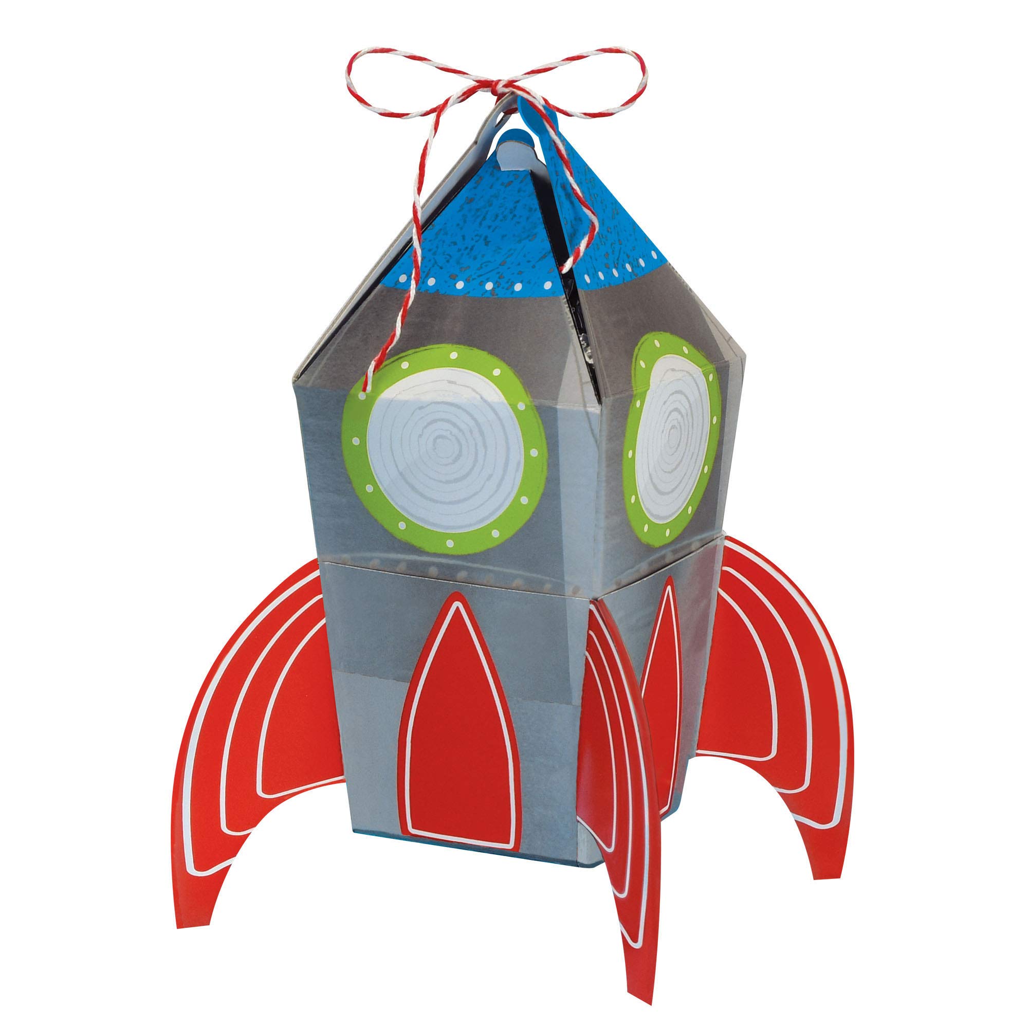 Blast Off Birthday Favor Box - 5.5" x 2" (Pack of 8) - Vibrant & Unique Rocket Shaped Paper Boxes - Perfect for Party Favors & Gifts