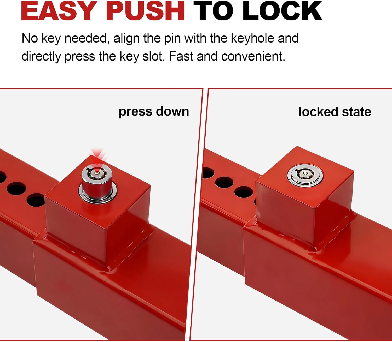 Shipping Container Lock, 9"- 15.4" Cargo Door Lock, Heavy Duty Steel Adjustable for Semi Trailer Truck Van, 2 Keys, Red