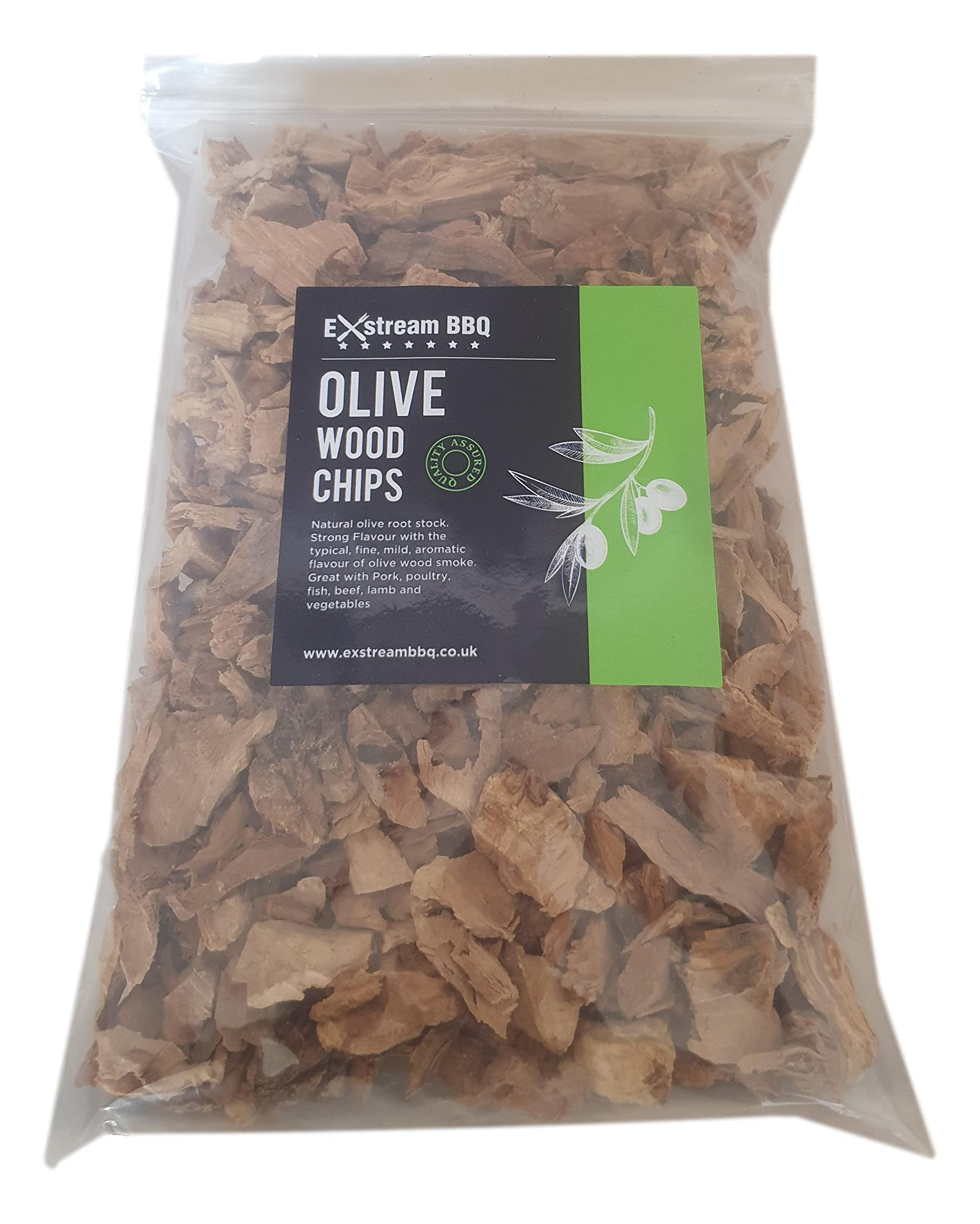 Exstream BBQ Barbecue Smoking Wood Chips *Over 16 Great Flavours in 1, 5 & 10 Litres* (Olive 1 Litre)