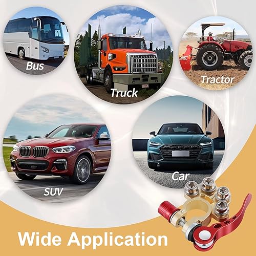 Miniatura 5 de SINGARO Conector de Abrazadera de Terminal de Batería de Automóvil, Conector de Abrazadera de Terminal de 4 Vías Positivo y Negativo de Liberación