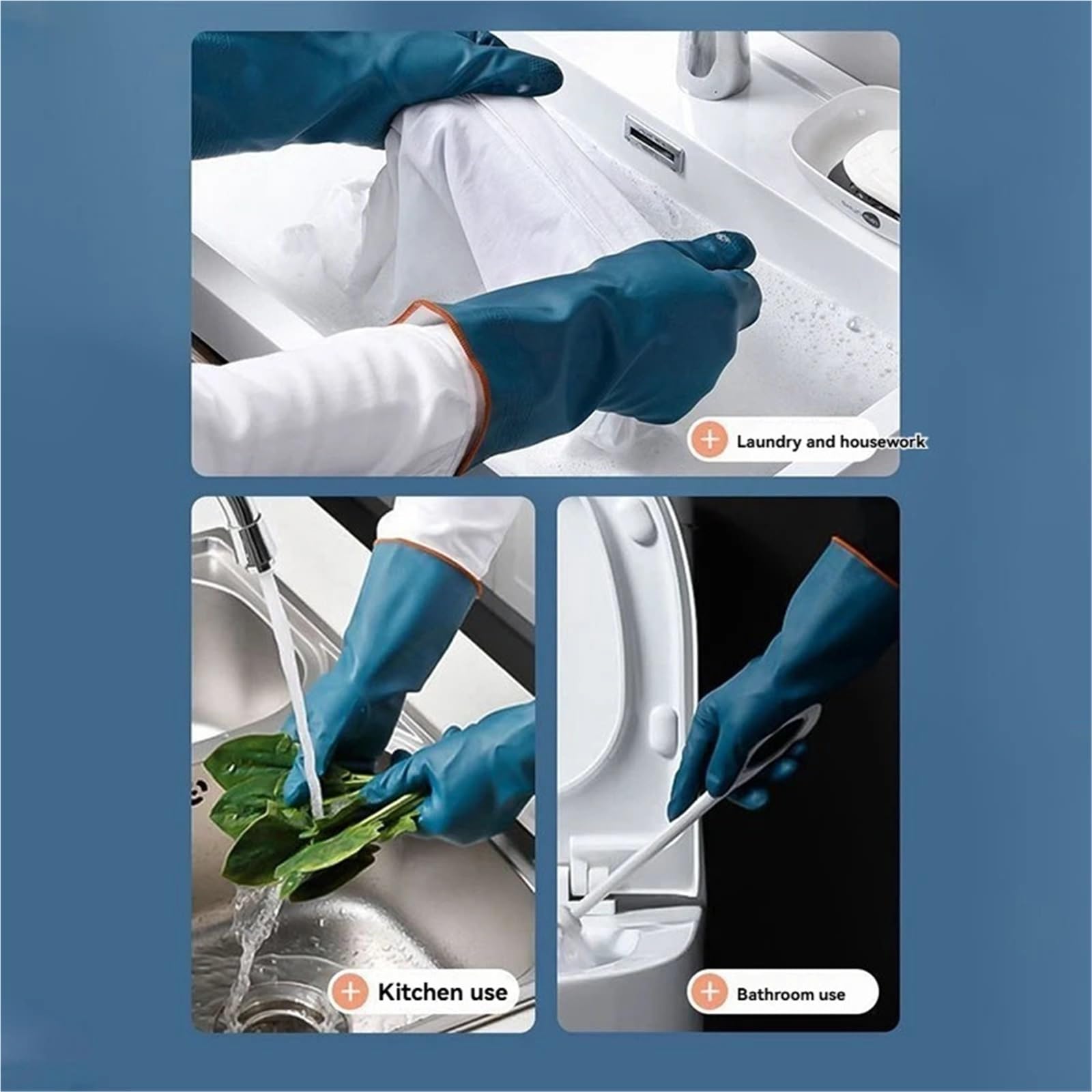 Guantes Limpieza Guantes impermeables de forro polar grueso, 2 o 4 pares, for limpieza del hogar, baño, cocina, protección manos