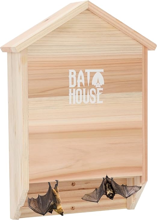 Bat Houses for Outdoors - 15" Big Bat Box 2 Chamber Cedar Wood Bat Houses for Outside & Tree - Perfectly Designed to Attract Bats - Easy to Land and Roost (Natural)