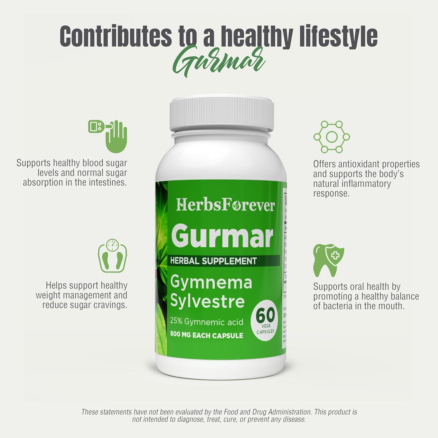 Herbsforever Gurmar Capsules | Gymnema Sylvestre Herbal Supplement | 7:1 Concentrated Extract | Supports Healthy Lifestyle | 60 Veg Capsules | Non-GMO & Vegan - Image 5