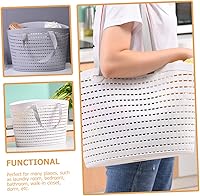 Vista 5 de Cesta de ducha portátil de 2 piezas, organizador de almacenamiento de baño de mano con diseño hueco, contenedor versátil para artículos diversos