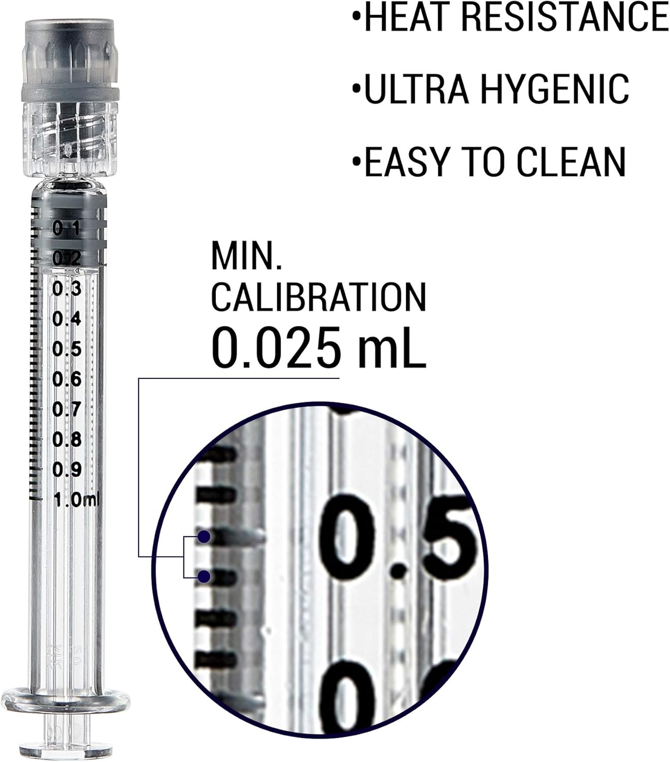 10 Pc Glass Syringes, 1ml Accurate Measuring with Min Calibration 0.025 ml | Slender Luer Lock Syringes 5/16 Inch Diameter | Reusable for Glue, Oil, Liquids, Beauty