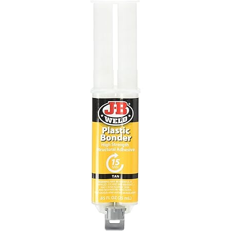 J-B Weld 50133 Plastic Bonder Structural Adhesive Syringe - Dries Tan - 25 ml (Pack of 2)