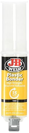 J-B Weld 50133 Plastic Bonder Structural Adhesive Syringe - Dries Tan - 25 ml (Pack of 2)