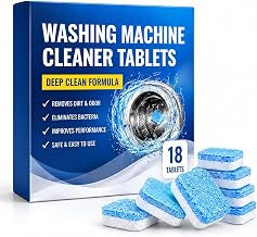 Washing Machine Cleaner Tablets, Deep Cleaning Washing Machine Cleaner for Front Load & Top Load, Removes Dirt, Grime & Odor, Drum Cleaning Tablets, Easy to Use, 18 Tablets
