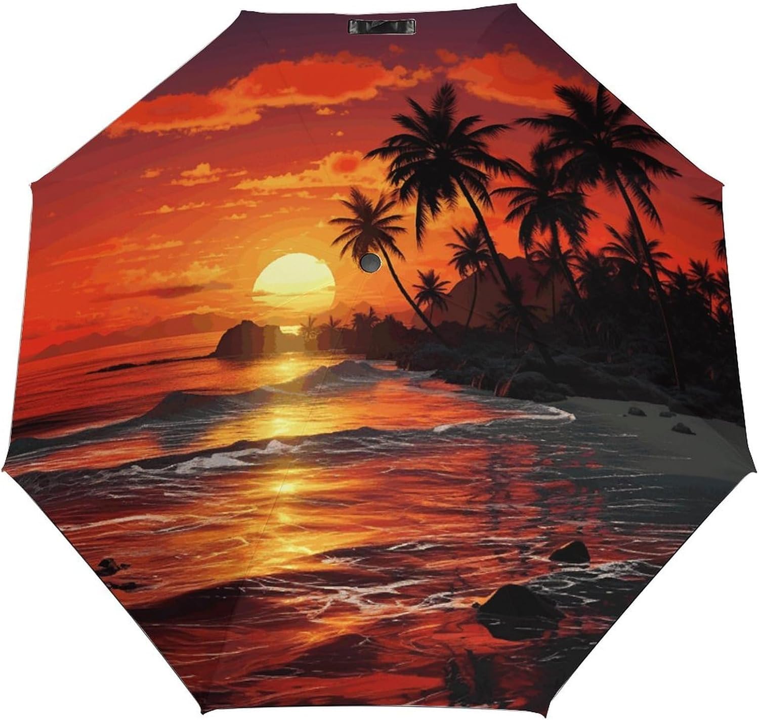 Windproof Travel Umbrella Tropical Sunset Folding Small Sun Umbrella Lightweight Small And Compact Suit for Pocket