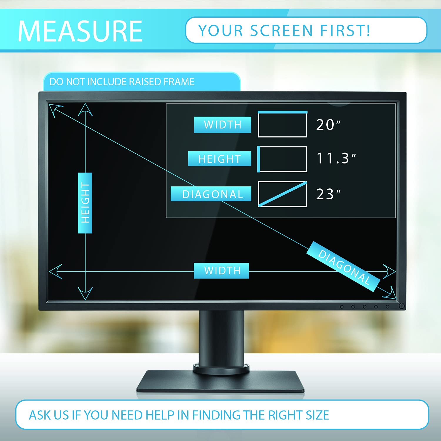[2 Pack] Premium Privacy Screen Filter for 23 Inches Desktop Computer Widescreen Monitor with Aspect Ratio 16:09. Anti Glare and Anti Blue Light Protection