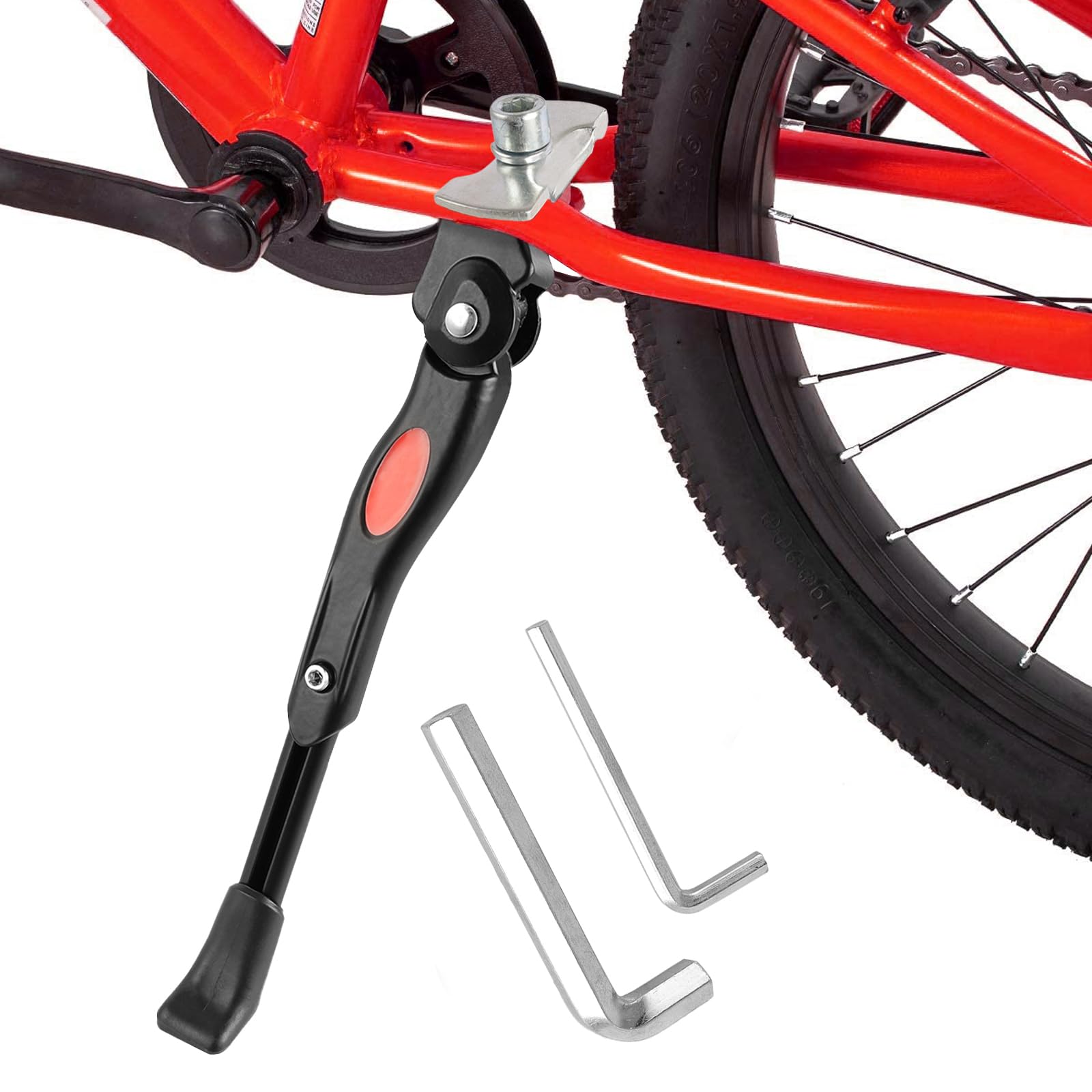 Stojak na rower 20, 24, 26", stop aluminium, regulowany, uniwersalny stojak na rower z antypoślizgową gumową nóżką i kluczem imbusowym, do rowerów górskich, wyścigowych