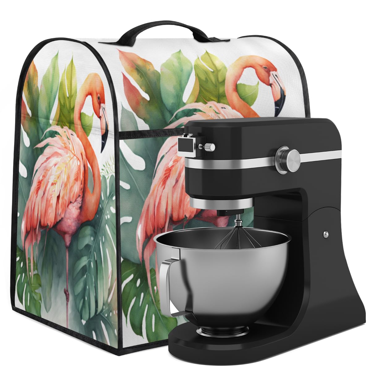 Coffee Maker Cover Watercolor Flamingo Kitchen Appliance Covers Small Appliance Covers Blender Cover Juicer Cover Dust Covers for Kitchen Appliances with Top Handle and Pockets,Washable,B170