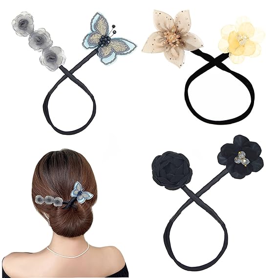 Delicate Shining Flowers Hair Bun Maker Lazy Hair Curler